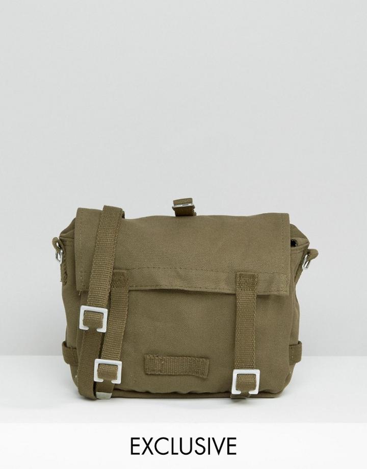 Reclaimed Vintage Satchel In Khaki - Green