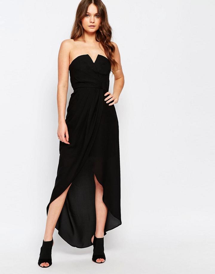 New Look Bandeau Wrap Front Maxi Dress - Black