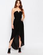 New Look Bandeau Wrap Front Maxi Dress - Black