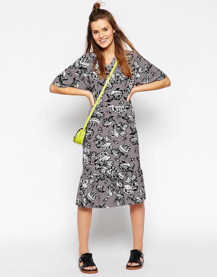 Asos Africa Pephem Skirt In Shadow Print - Mono Print