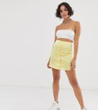 Reclaimed Vintage Inspired Satin Mini Skirt With Button Front-yellow