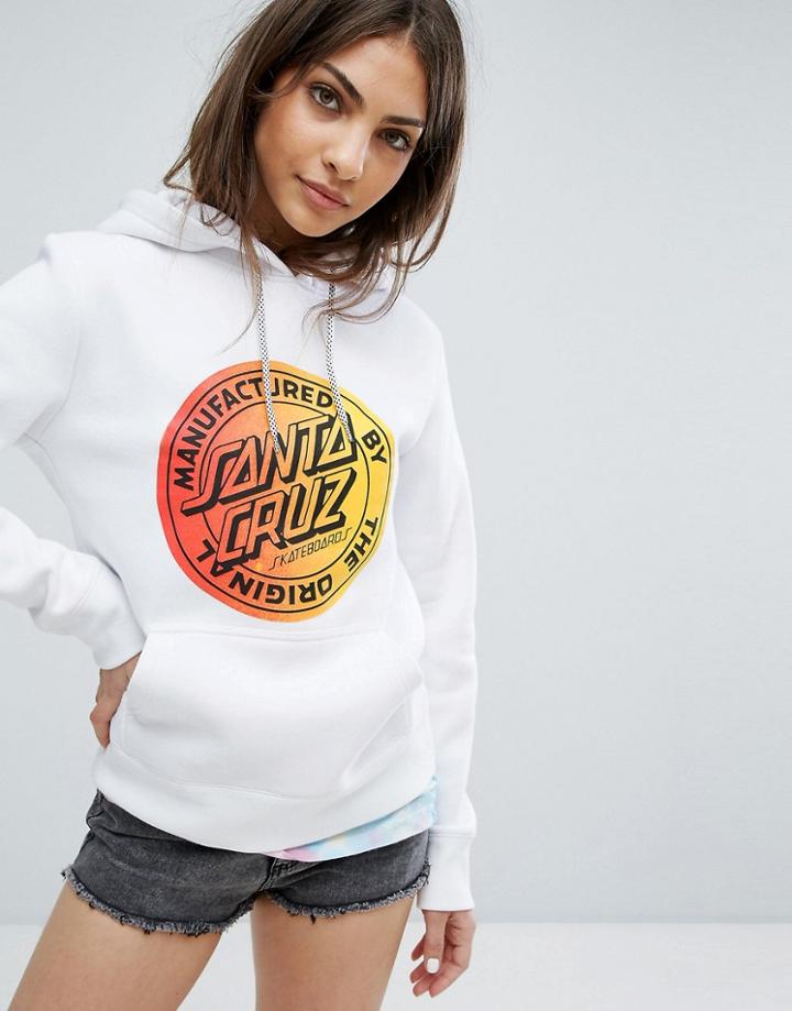 Santa Cruz Oversized Hoodie With Fade Pop Logo Print - White