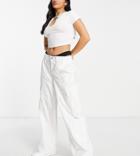 Asos Design Petite 00s Low Rise Cargo Pants In White