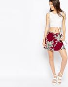 Motel Wrap Skirt In Blurred Flower Print - Blur Flower Aubergin