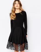 Traffic People Hepburn Dress With Lace Hem - Black