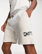 Mennace Jersey Shorts In Beige With Splicing - Part Of A Set-neutral