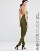 True Decadence Tall Strappy Plunge Jumpsuit - Green