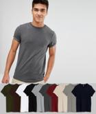 Asos Muscle Fit T-shirt With Roll Sleeve 10 Pack Save - Multi