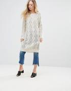 Qed London Chunky Knit Sweater Dress - Beige