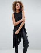 Noisy May Studio Slit Top - Black