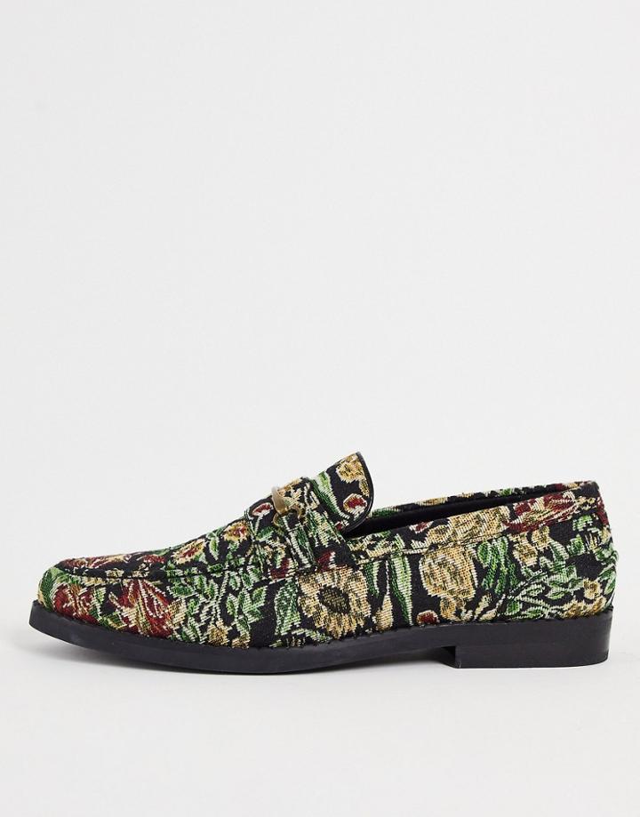 Asos Design Loafer In Tapestry Print-multi