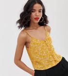Monki Fruit Print Cami Top In Yellow-multi