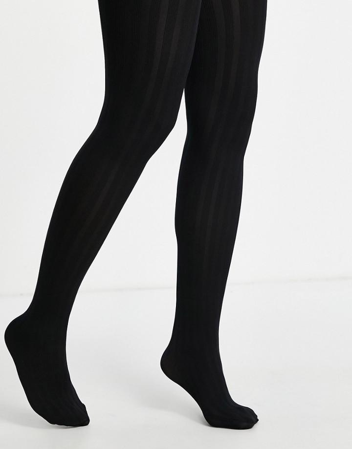 Pretty Polly Ribbed Tights In Black