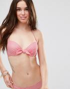 Lepel Stripe Print Padded Cup Bikini Top - Pink