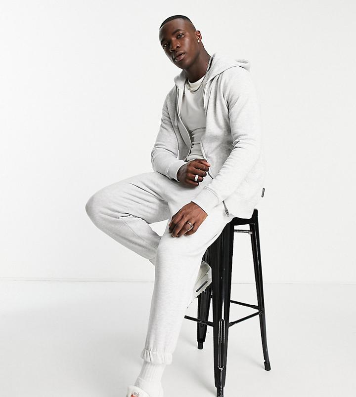 French Connection Tall Full Zip Hoodie In Light Gray