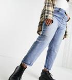 Simply Be Mom Jeans In Light Blue Wash-blues