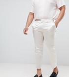 Asos Design Plus Skinny Crop Smart Pants In Cream Sateen - Cream