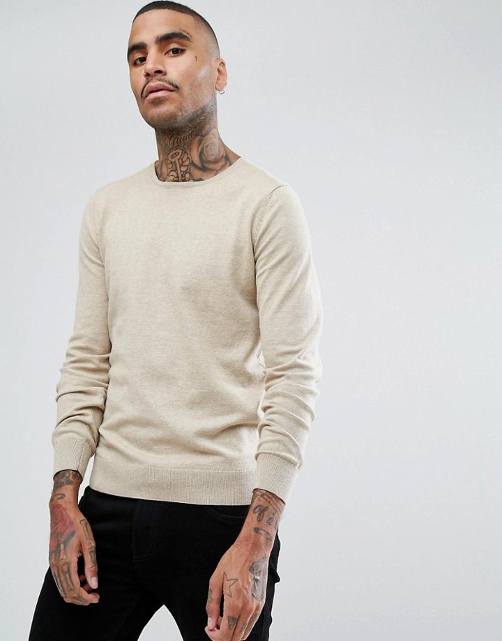 Stradivarius Crew Neck Sweater In Beige - Beige
