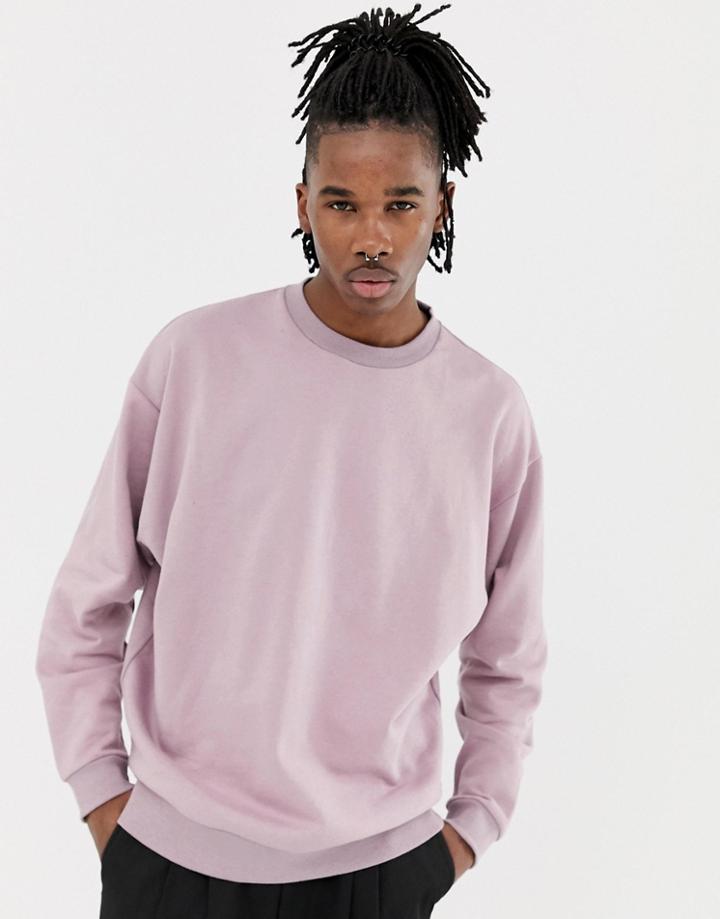 Asos Design Oversized Sweatshirt In Dusty Purple - Purple