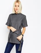 Asos High Neck Tunic - Gray