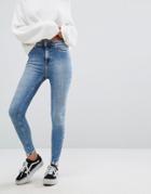 New Look Skinny Frayed Jeans - Blue