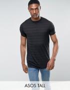Asos Tall Longline T-shirt With Self Sheer Stripe - Black
