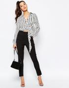 Missguided Pintuck Cigarette Pant - Black