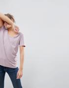 Asos T-shirt With Scoop Neck And Curved Hem - Pink