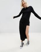 Noisy May Molde Wool Blend Knit Maxi Dress - Black