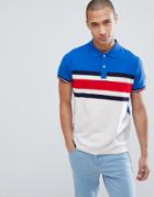 Tommy Hilfiger Chest Icon Stripe Pique Polo Slim Fit In Blue - Blue