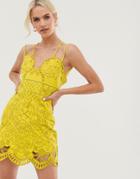 Asos Design Mini Dress With Rope Straps In Cutwork In Embroidery - Multi