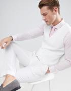 Asos Wedding Skinny Suit Vest In Cream Cross Hatch With Printed Lining - Cream