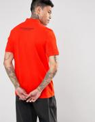 Asos Polo With Back Text Embroidery In Orange - Orange