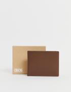 Asos Design Leather Wallet In Brown With Internal Coin Ladies' Wallet - Brown