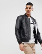 Selected Homme Leather Bomber - Black