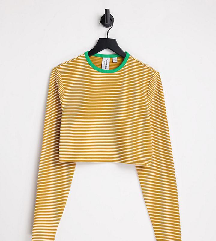 Collusion Plus Long Sleeve Ringer T-shirt In Orange Stripe