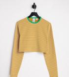 Collusion Plus Long Sleeve Ringer T-shirt In Orange Stripe