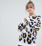 Prettylittlething Oversized Sweater In Leopard Print - Multi