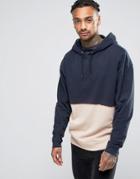 Asos Oversized Dip Dye Hoodie In Navy - Navy