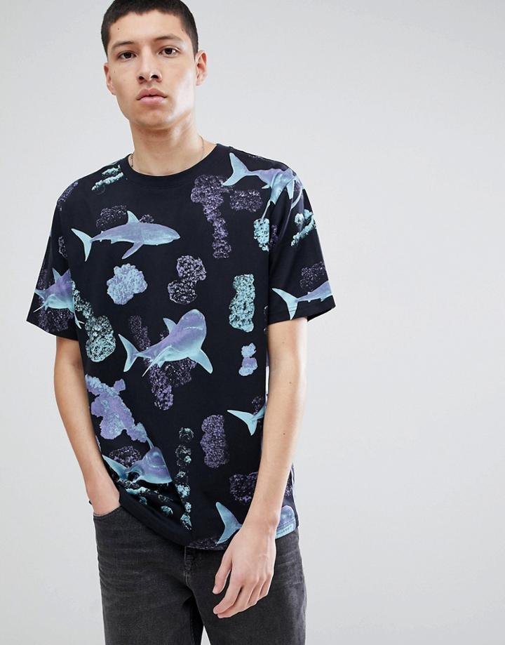 Weekday Frank Coral T-shirt - Black