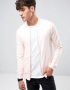 Asos Lightweight Muscle Jersey Bomber Jacket In Pink - Pink