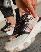 River Island Chunky Check Lace Up Sneakers In Beige-neutral
