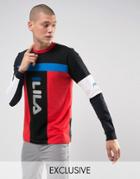 Fila Black Long Sleeve T-shirt With Mesh Panel Exclusive To Asos - Black
