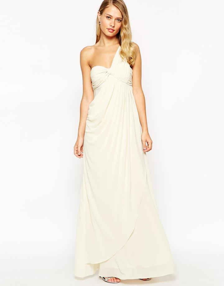 Jarlo Claudia Drape One Shoulder Maxi Dress - Cream