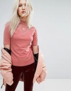 Adidas Originals Velvet Vibes High Neck Top In Pink - Black
