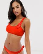Y.a.s Buckle Strap Square Neck Bikini Top - Red