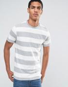 Celio Crew Neck Pocket T-shirt With Marl Stripe - Gray