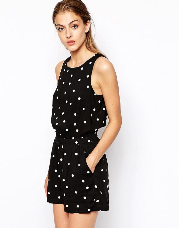 Mango Spot Playsuit - Black