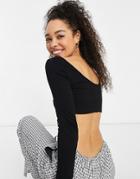 Asos Design Super Crop Top With Scoop Front And Back In Black