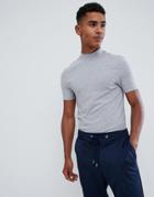Asos Design Muscle Fit T-shirt With Turtleneck In Gray - Gray